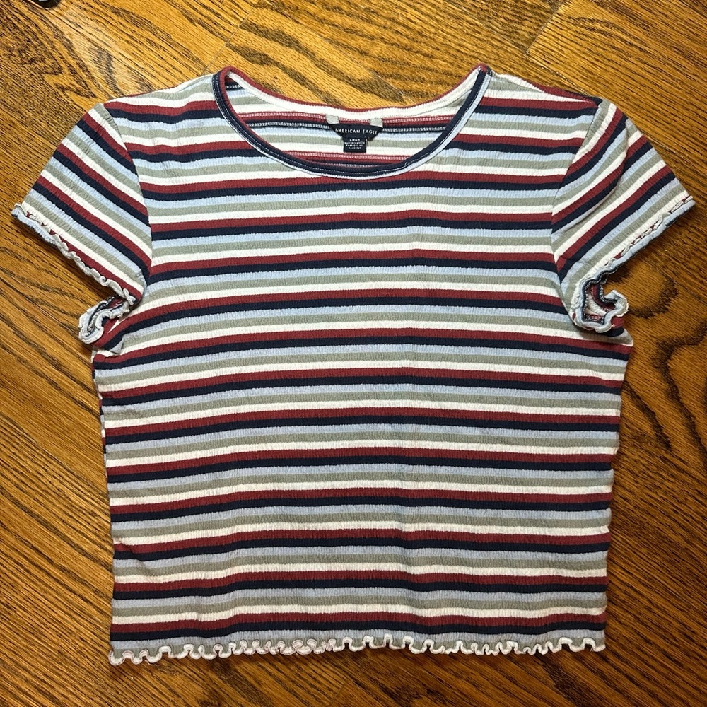Multi color striped American Eagle tee